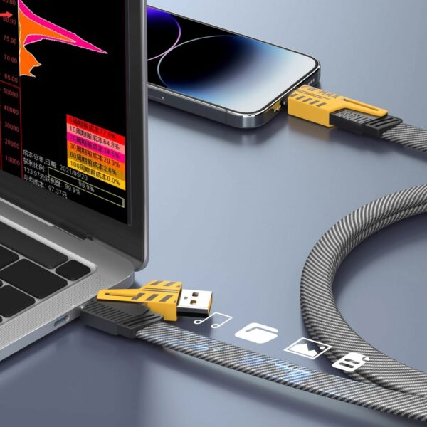 ⁦•        كابل شاحن USB متعدد 15 سم، شحن سريع 65 واط 3 في 1  (Lightning, Type-C & Micro USB)⁩ - الصورة ⁦3⁩