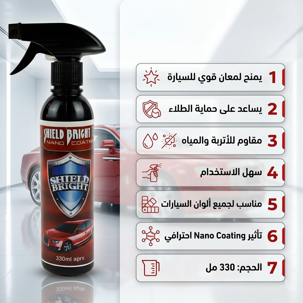 عرض : 3 قطع Shield Bright ملمع سيارات + 2 فوطة مايكروفايبر هدية - الصورة 6