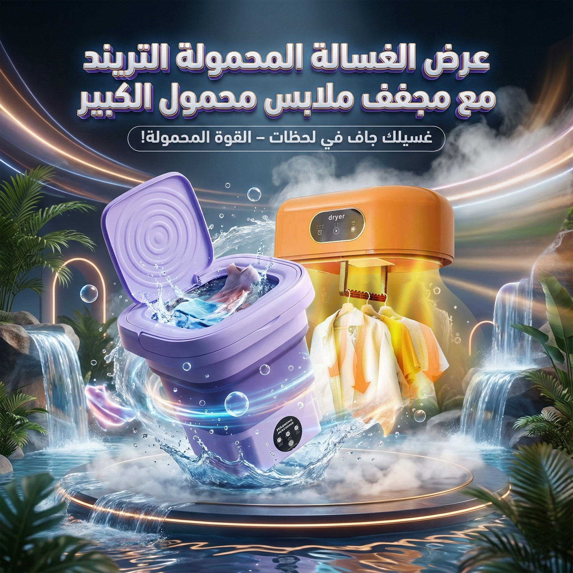 عرض الغسالة المحمولة التريند مع مجفف ملابس محمول الكبير