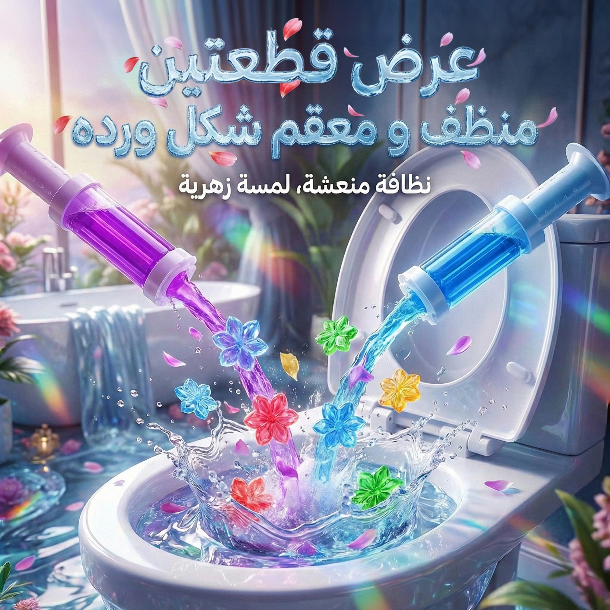 عرض قطعتين منظف و معقم شكل ورده