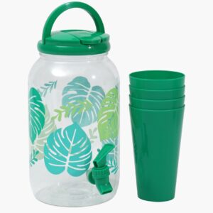 ⁦ديسبنسر العصير + 4 اكواب للعصير ديزاين Leaves 3,5 Liter⁩ - الصورة ⁦2⁩