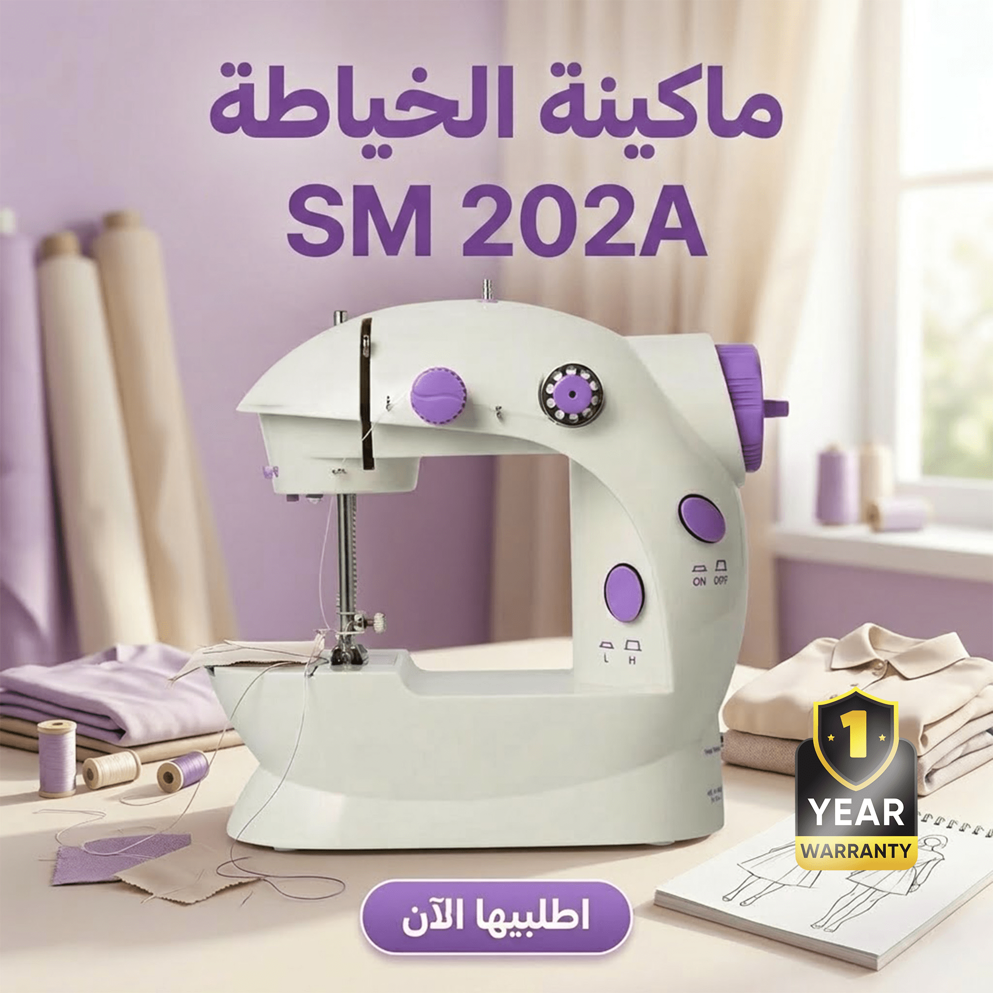 ماكينة الخياطة SM 202A + 1 سنه ضمان