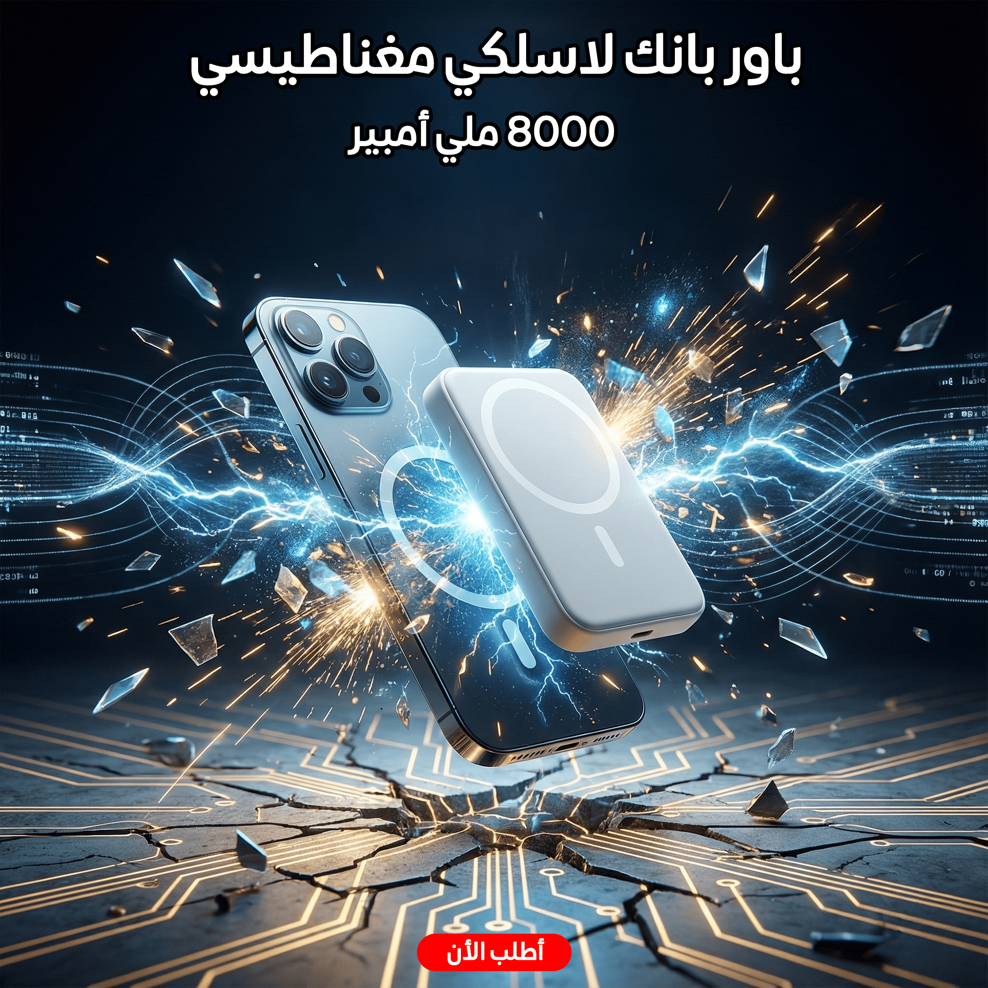 ” باور بانك لاسلكي مغناطيسي 8000 ملي أمبير”