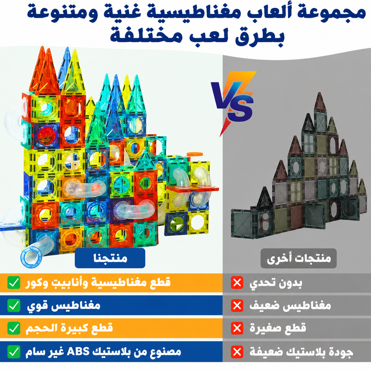 مكعبات بناء مغناطيسية 42 قطعة - الصورة 3