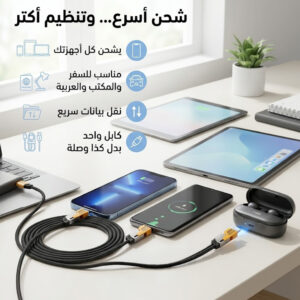 ⁦عرض Anker Power Port Nano-20W + كابل شاحن USB متعدد 15 سم، شحن سريع 3 في 1 (Lightning, Type-C & Micro USB)⁩ - الصورة ⁦4⁩