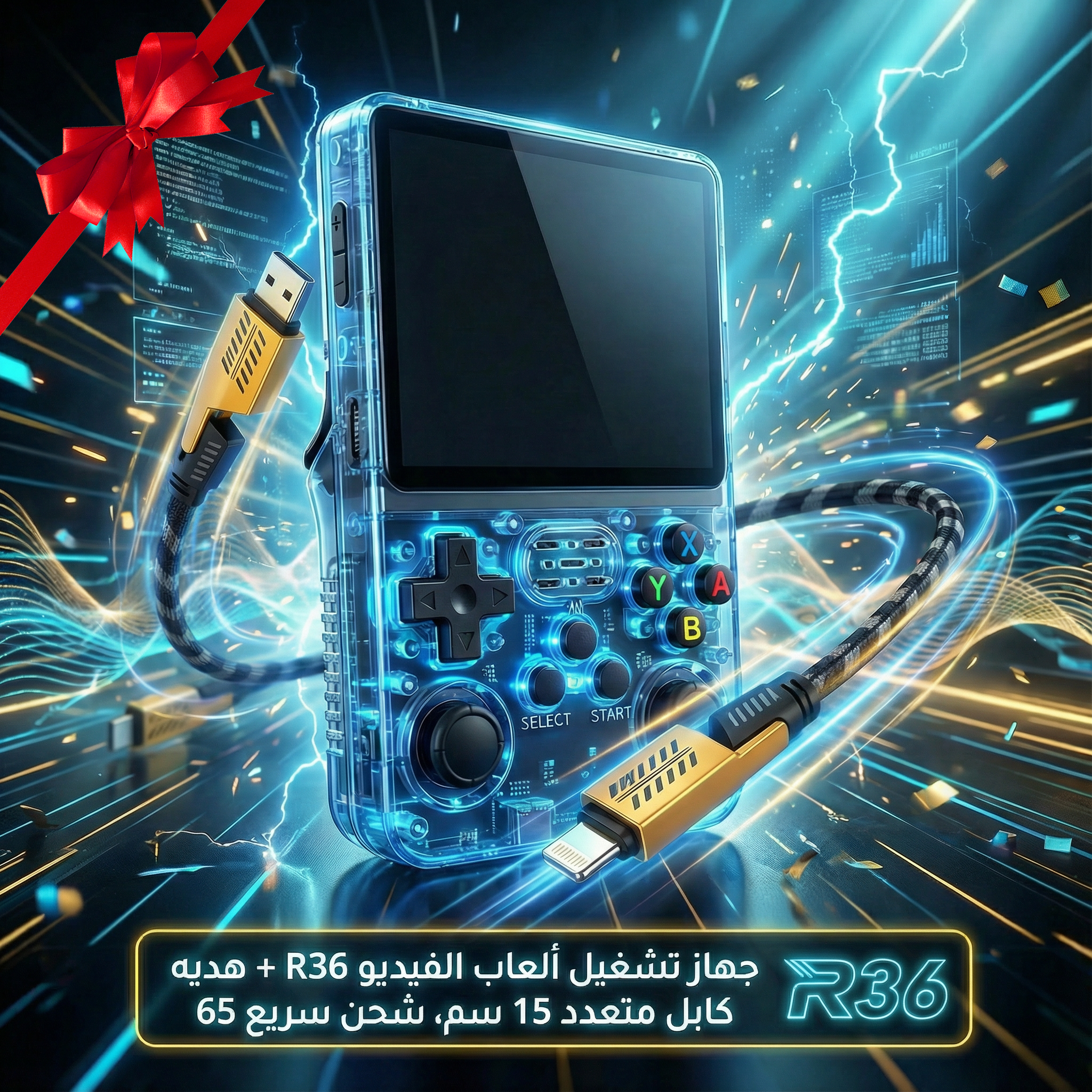 جهاز تشغيل العاب الفيديو + كابل 2 في 1 هديه