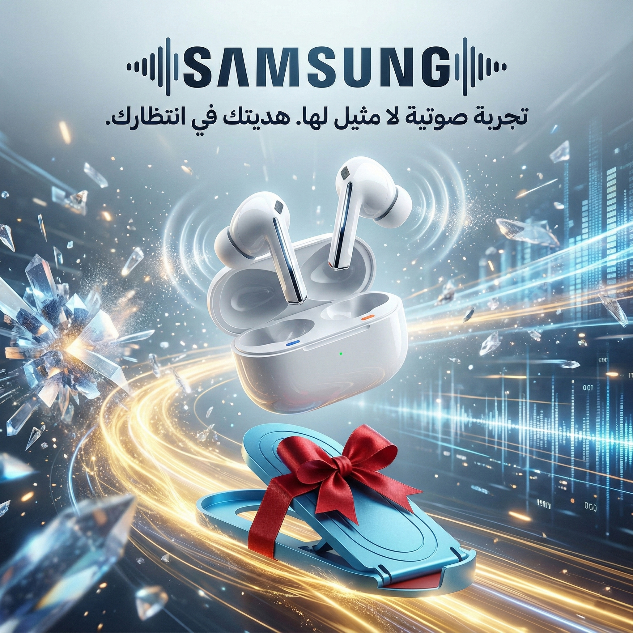 ” هدية حامل موبيل للمكتب + Samsung Galaxy Buds 3 Pro”