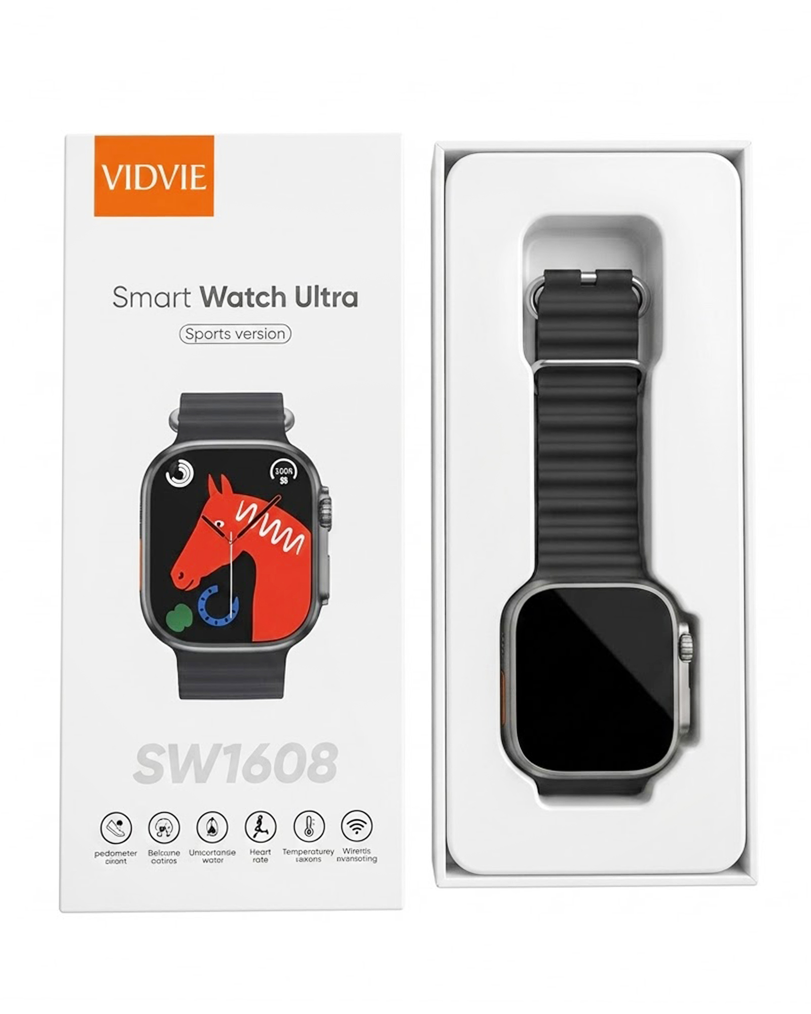 عرض سماعة ذكيه مع شاشة A9 (لون ابيض) + VIDVIE Smart Watch Ultra Orignal SW1608 - الصورة 5