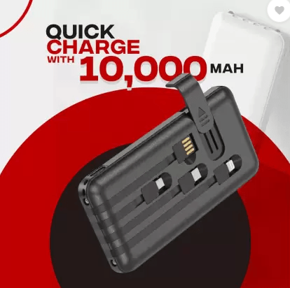 EARLDOM PB41 Power Bank 10000 MAH Built in cables