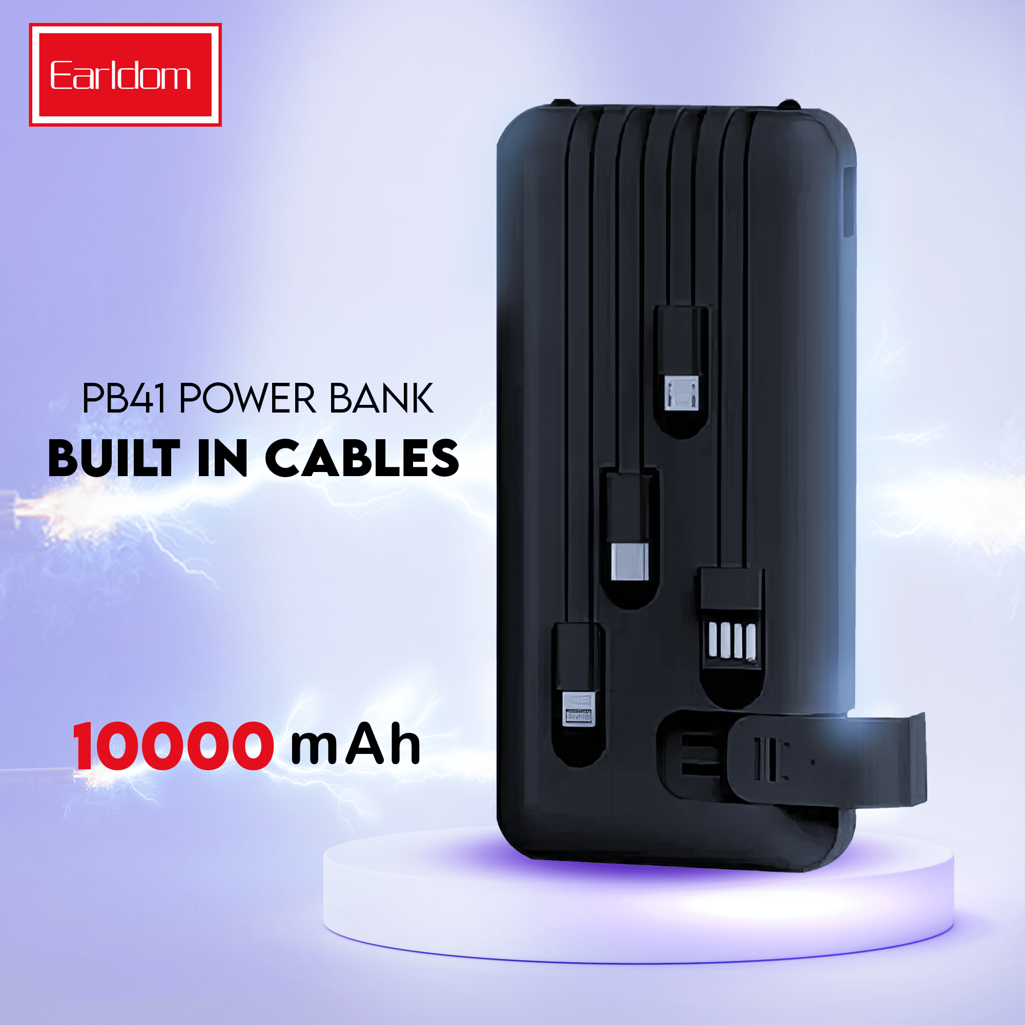 EARLDOM PB41 Power Bank 10000 MAH Built in cables - الصورة 5