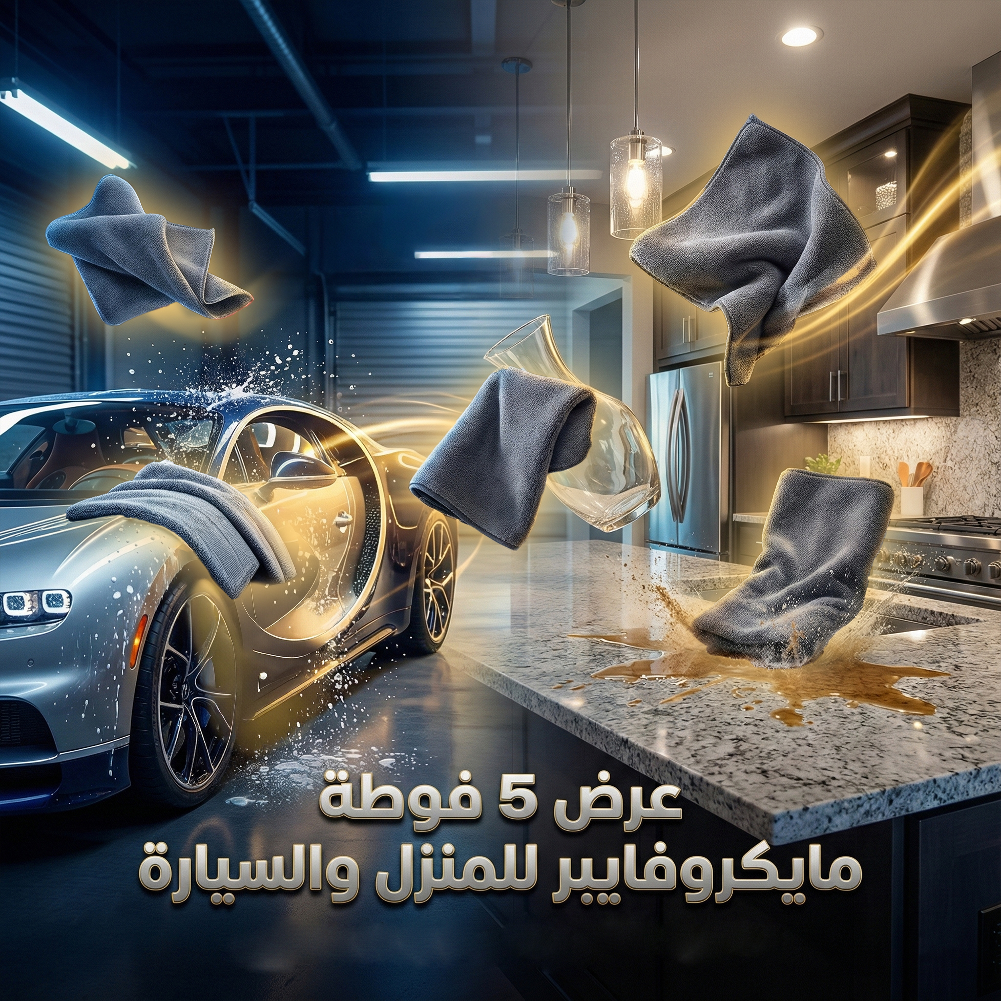 عرض 5 فوطه مايكروفايبر للمنزل و السيارة