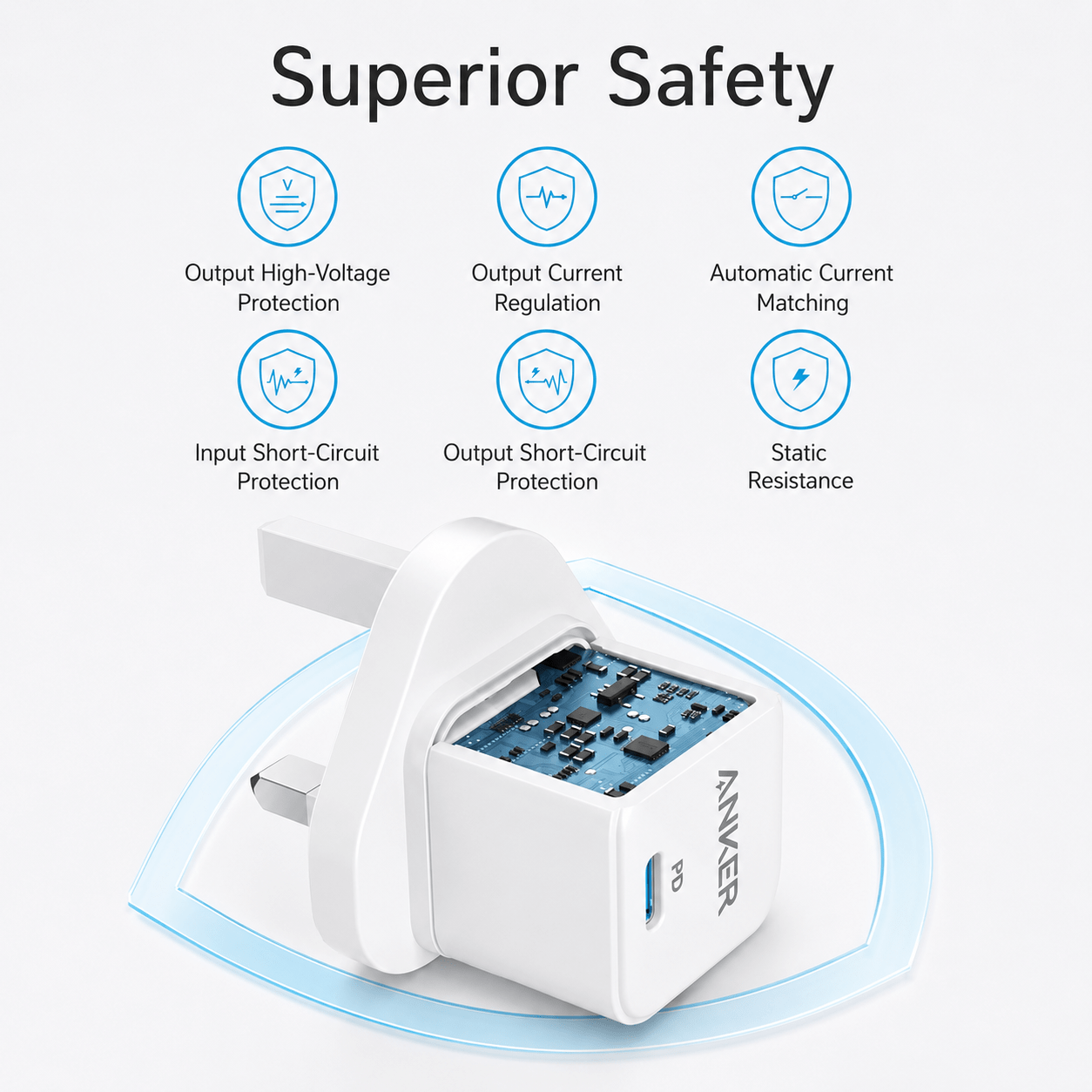 عرض Anker Power Port Nano-20W + كابل شاحن USB متعدد 15 سم، شحن سريع 3 في 1 (Lightning, Type-C & Micro USB) - الصورة 9