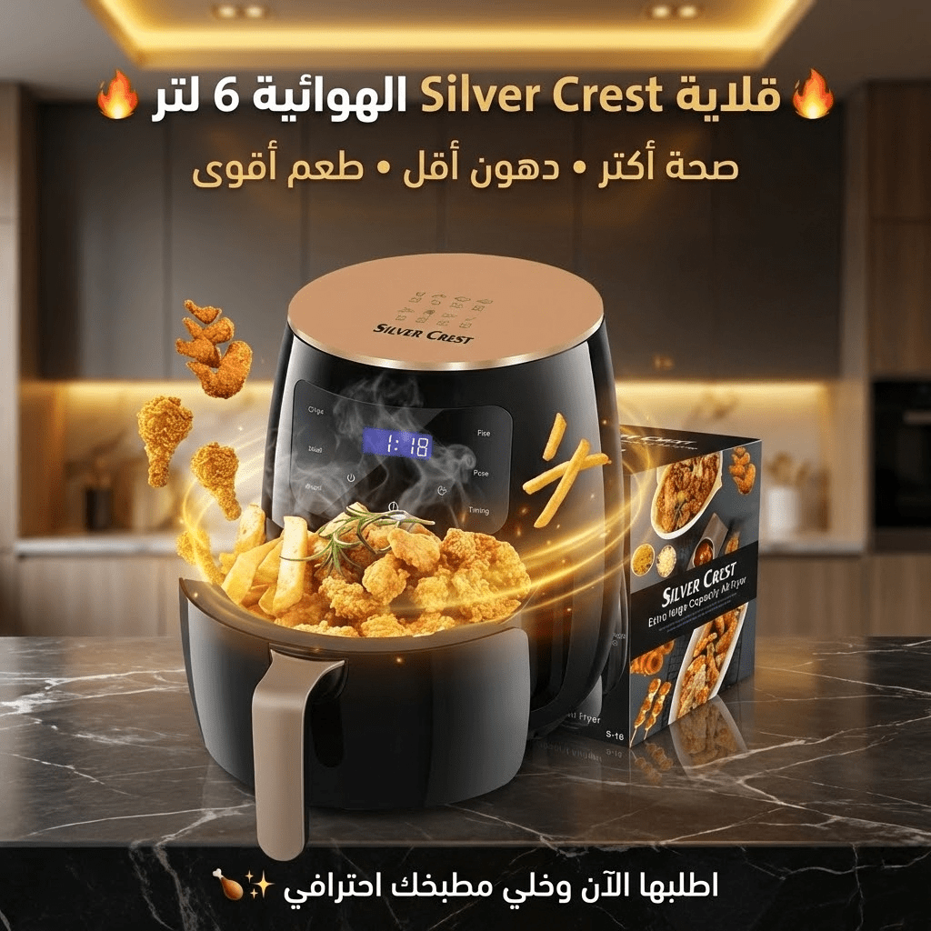 قلاية هوائية 6 Silver Crest Liter Black