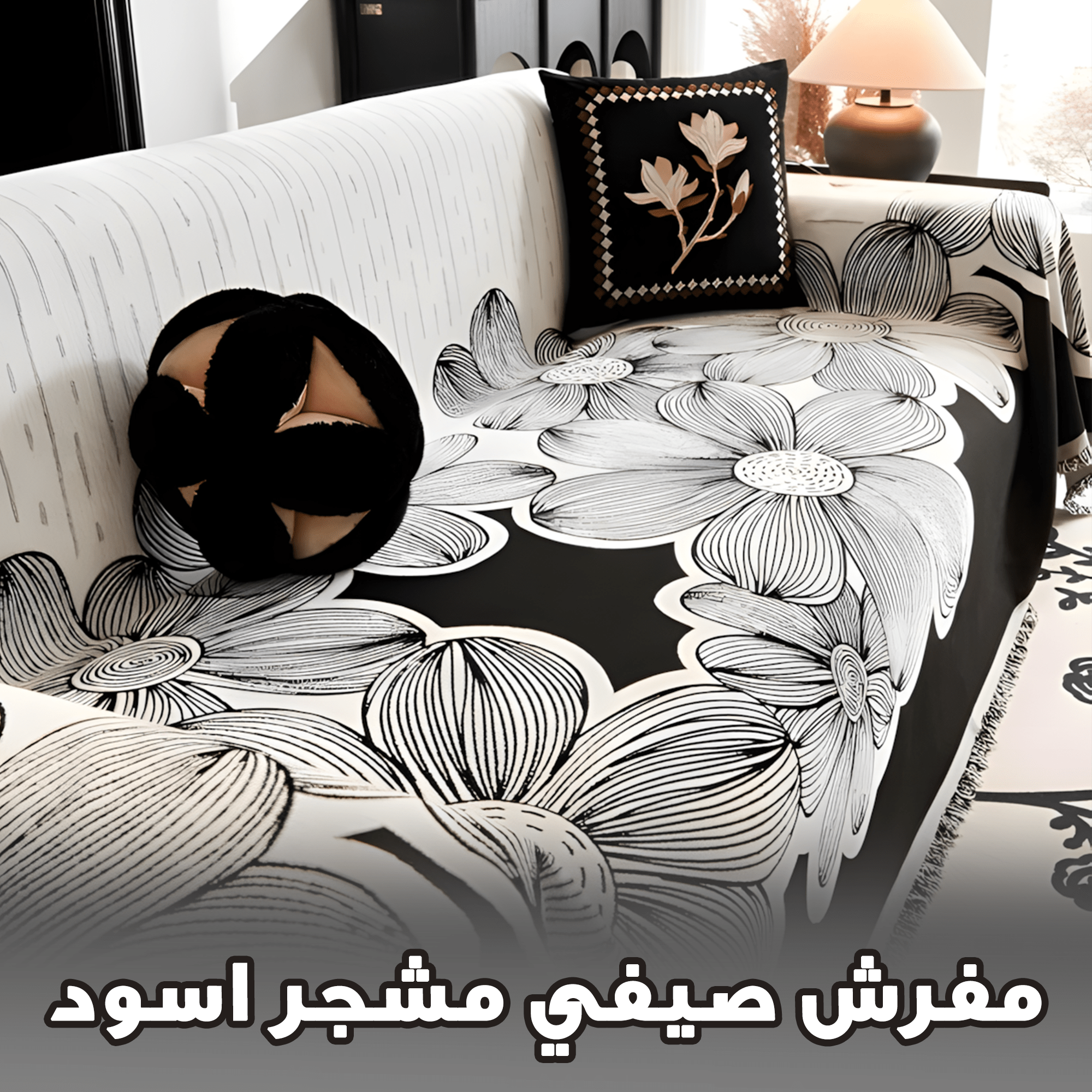 مفرش صيفي مشجر اسود